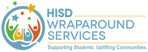 HISD Wraparound Services logo with slogan "Supporting Students. Uplifting Communities". 